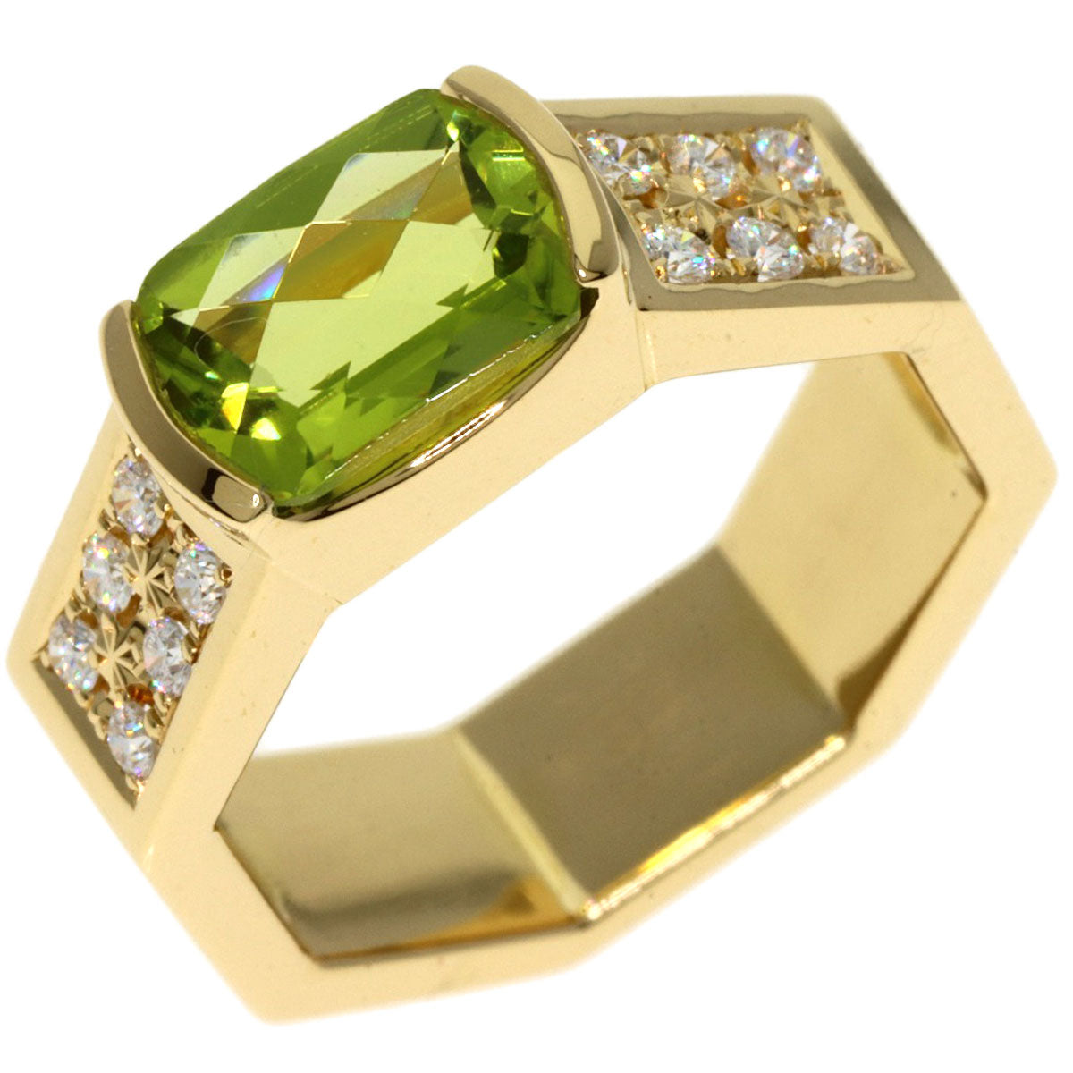TASAKI Peridot Diamond Ring K18 Yellow Gold Ladies [Used]
