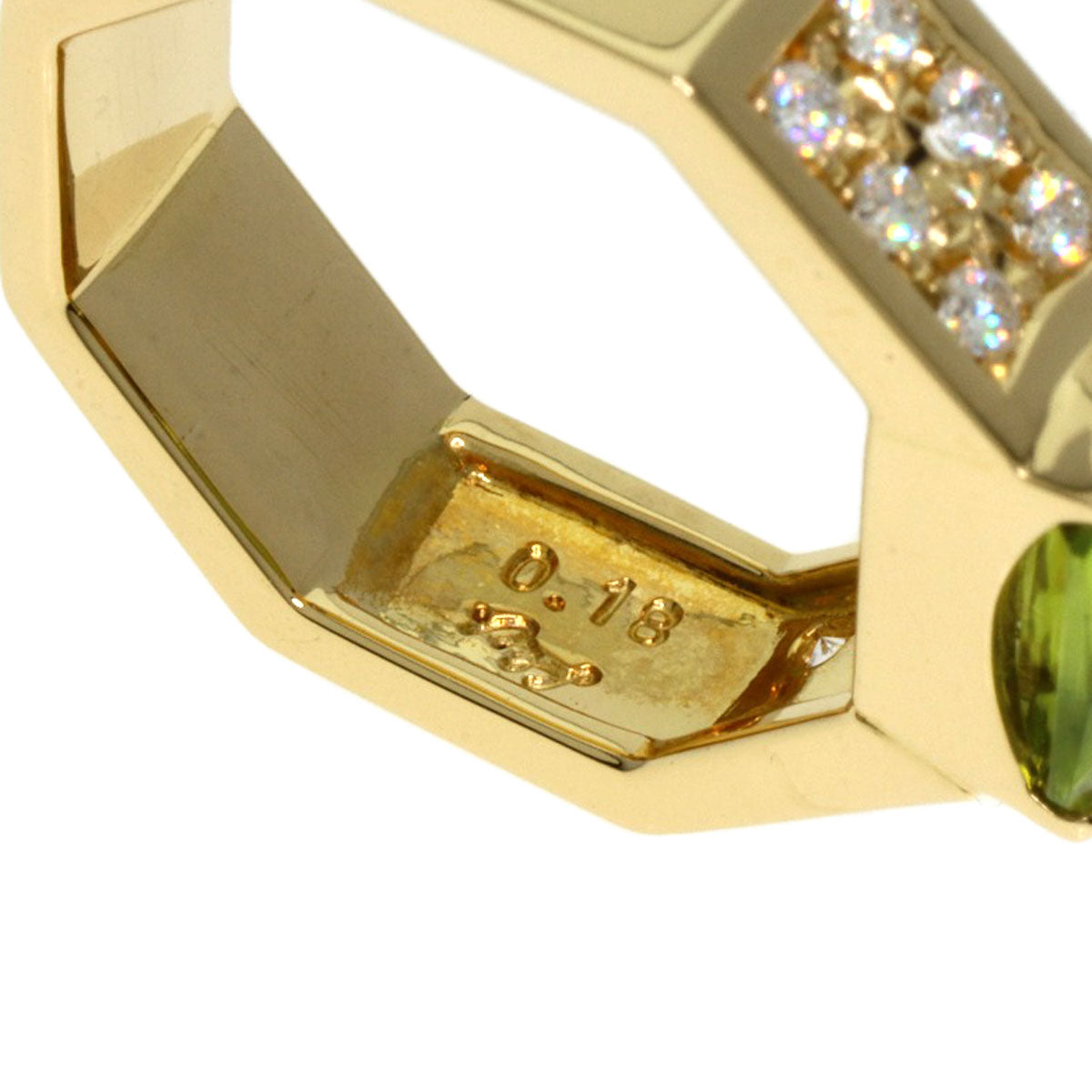 TASAKI Peridot Diamond Ring K18 Yellow Gold Ladies [Used]