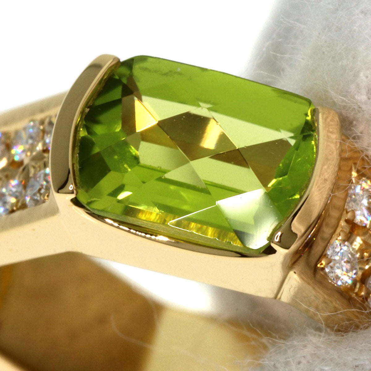 TASAKI Peridot Diamond Ring K18 Yellow Gold Ladies [Used]