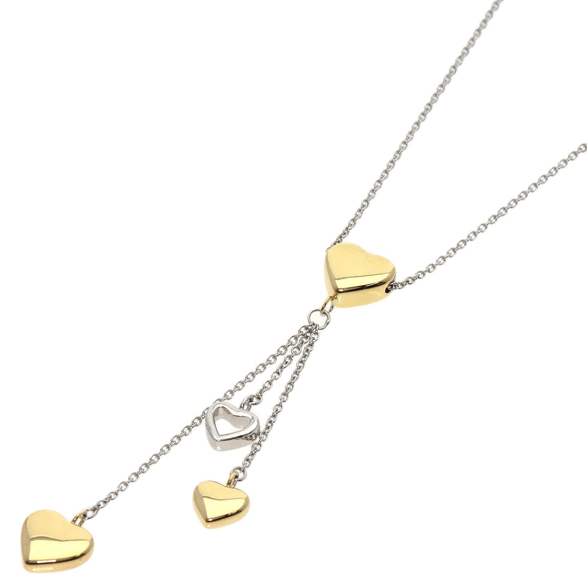 TIFFANY&Co. Triple heart Necklace K18 White Gold 18K Yellow GoldLadies [Used]