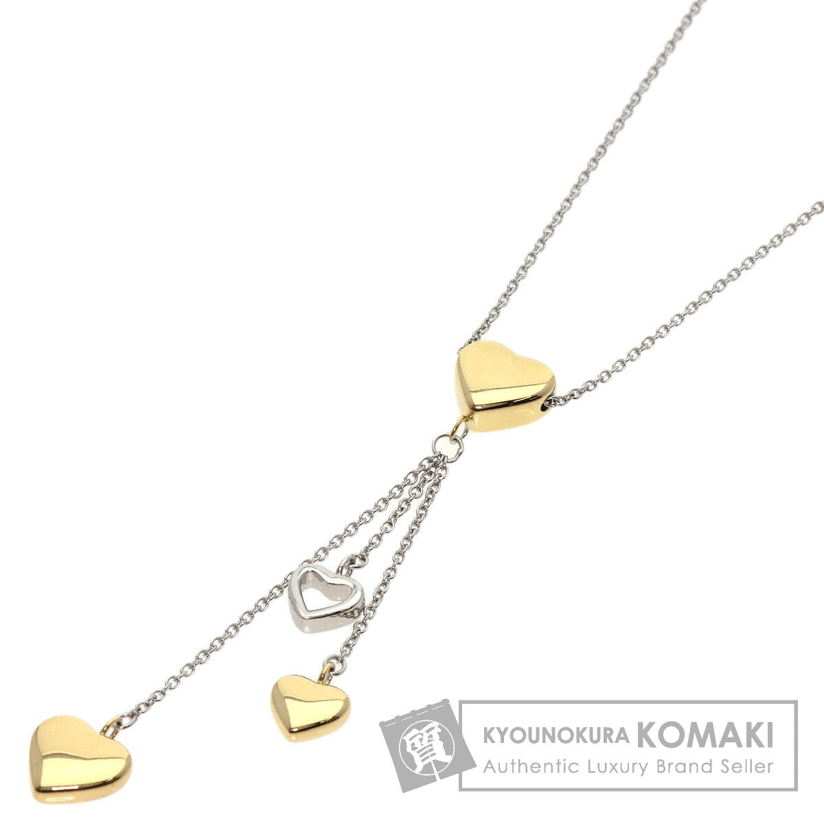 TIFFANY&Co. Triple heart Necklace K18 White Gold 18K Yellow GoldLadies [Used]