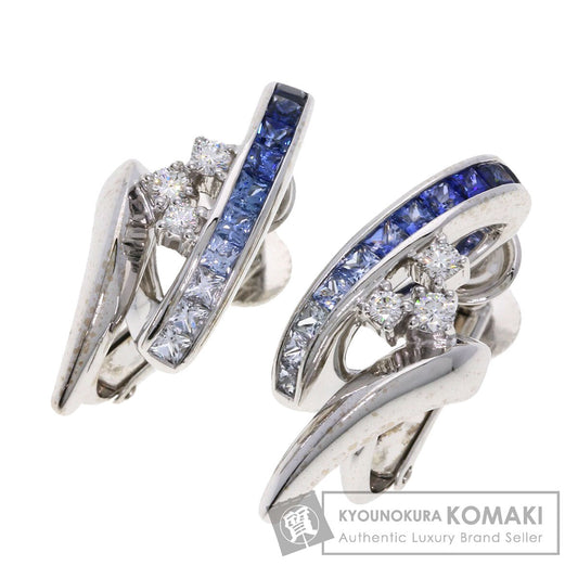 Jeunet Sapphire Diamond Earring K18 White Gold WG585Ladies [Used]
