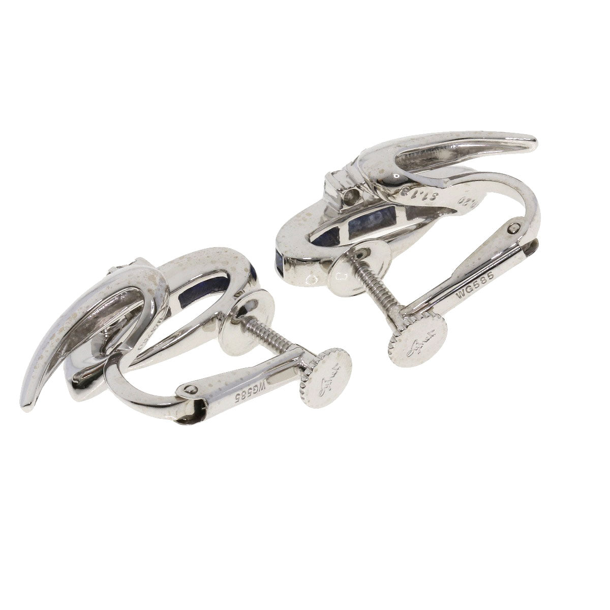 Jeunet Sapphire Diamond Earring K18 White Gold WG585Ladies [Used]