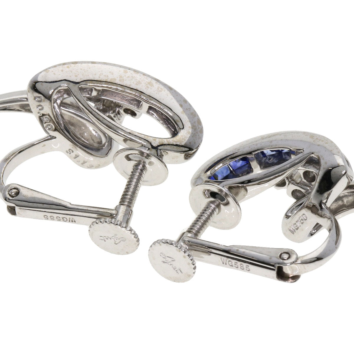 Jeunet Sapphire Diamond Earring K18 White Gold WG585Ladies [Used]