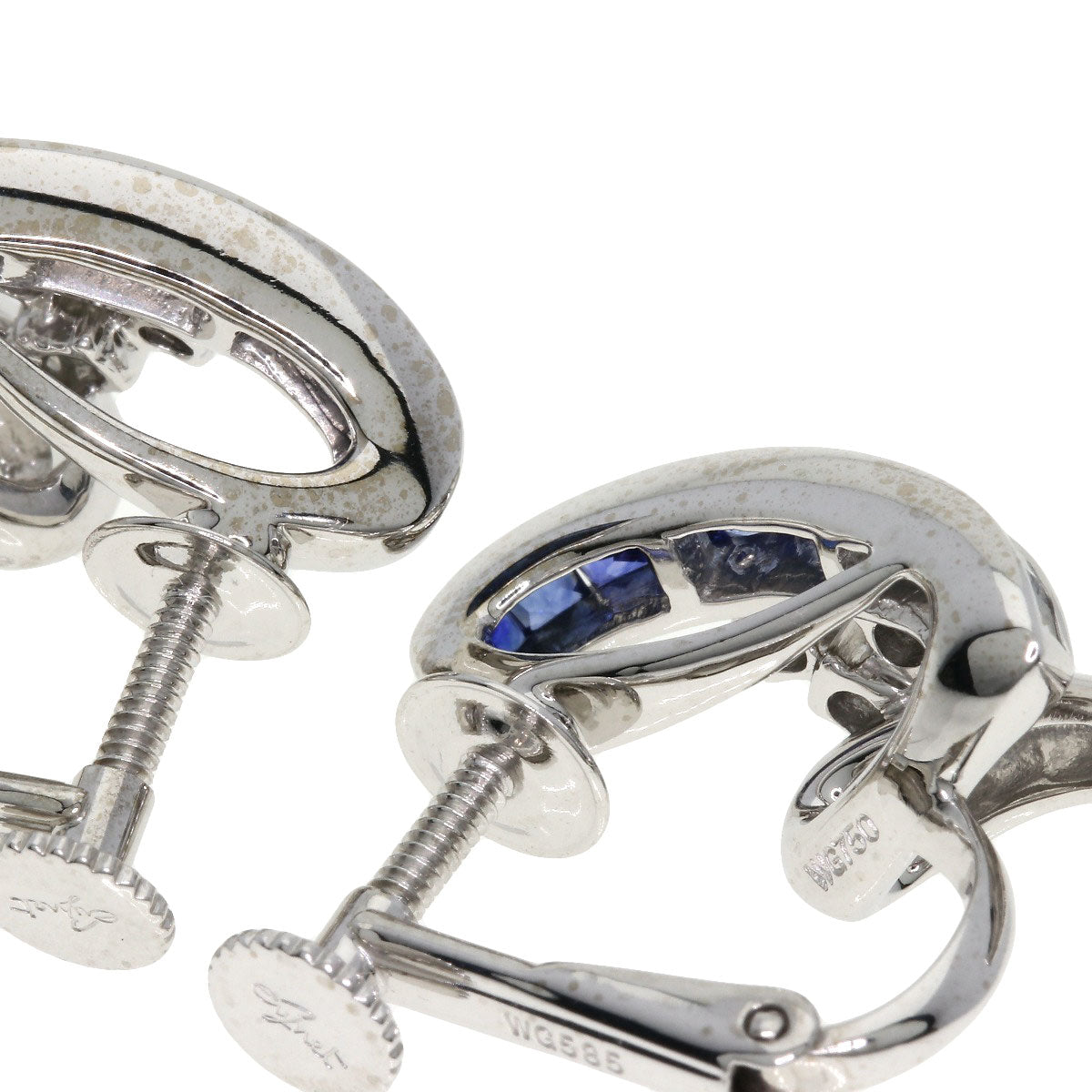 Jeunet Sapphire Diamond Earring K18 White Gold WG585Ladies [Used]