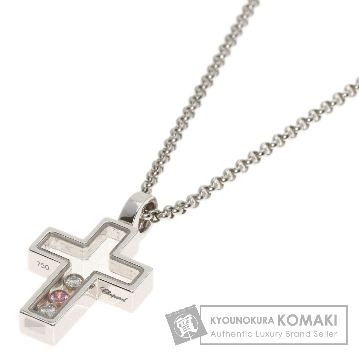 Chopard   Happy Diamond Cross Necklace  K18 White Gold Ladies [Used]