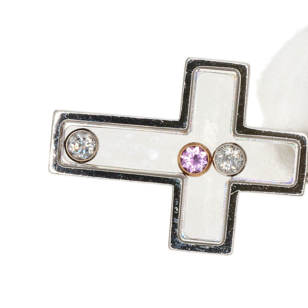 Chopard   Happy Diamond Cross Necklace  K18 White Gold Ladies [Used]