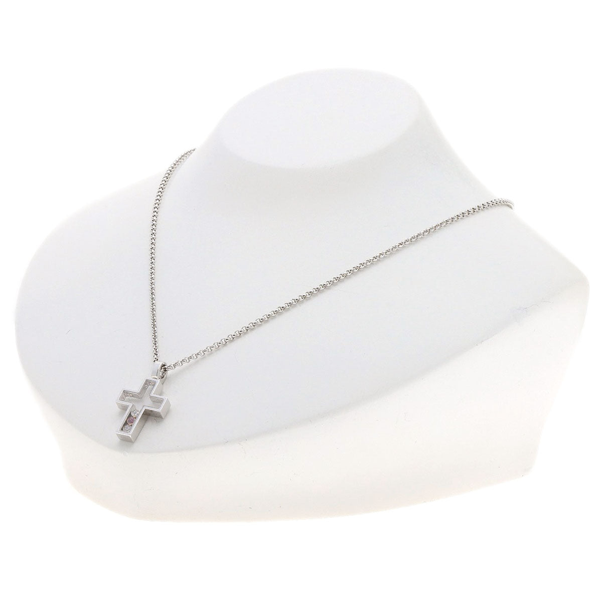 Chopard   Happy Diamond Cross Necklace  K18 White Gold Ladies [Used]
