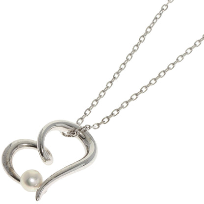 MIKIMOTO Heart motif Pearl Pearl Necklace K18 White Gold Ladies [Used]