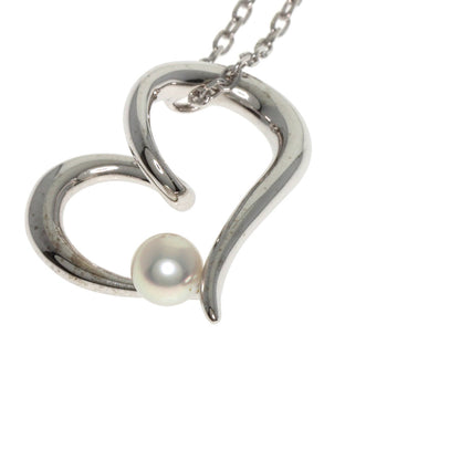 MIKIMOTO   Necklace Heart motif Pearl Pearl K18 White Gold Ladies