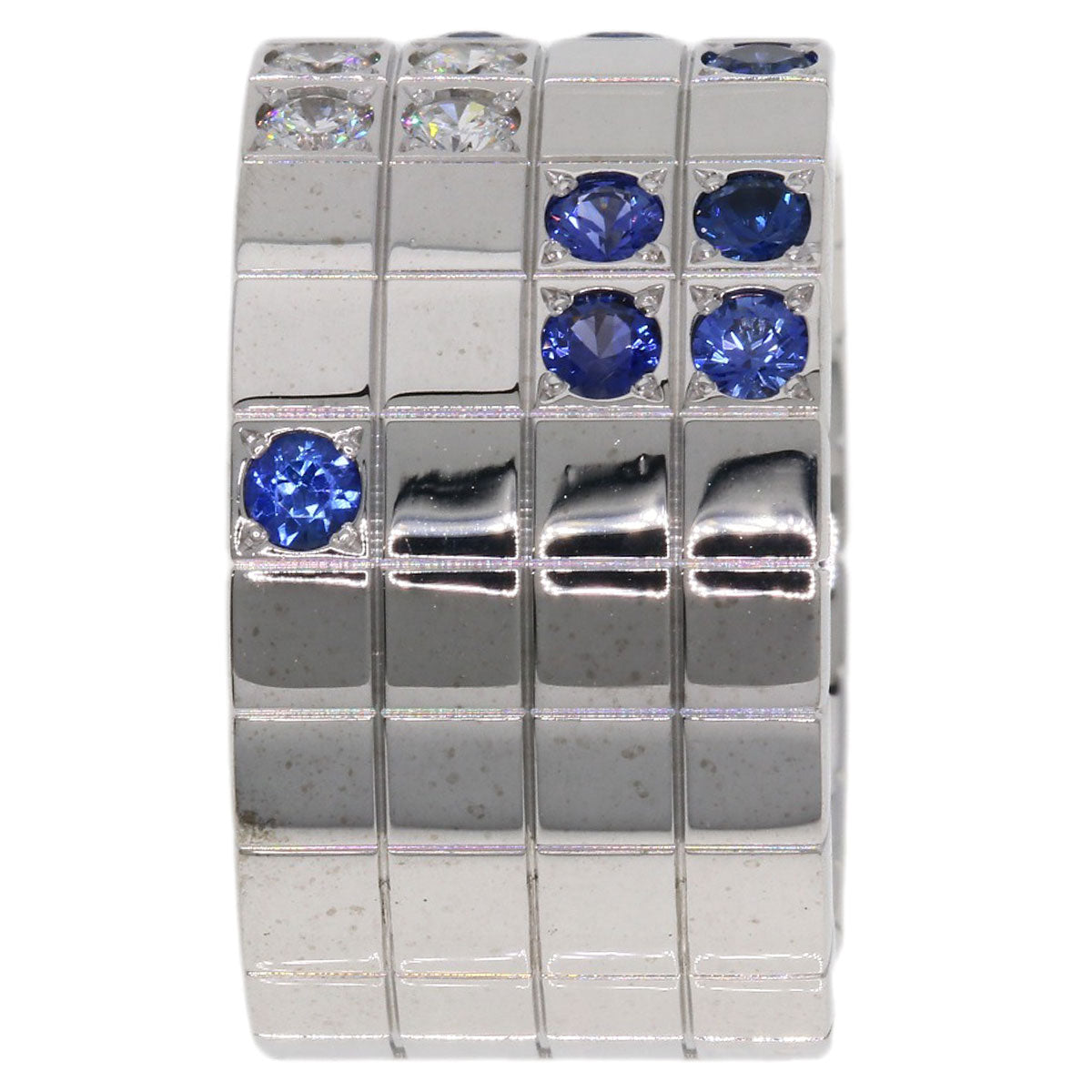 CARTIER   Ring Paillette Diamond Sapphire #55 K18 White Gold Ladies