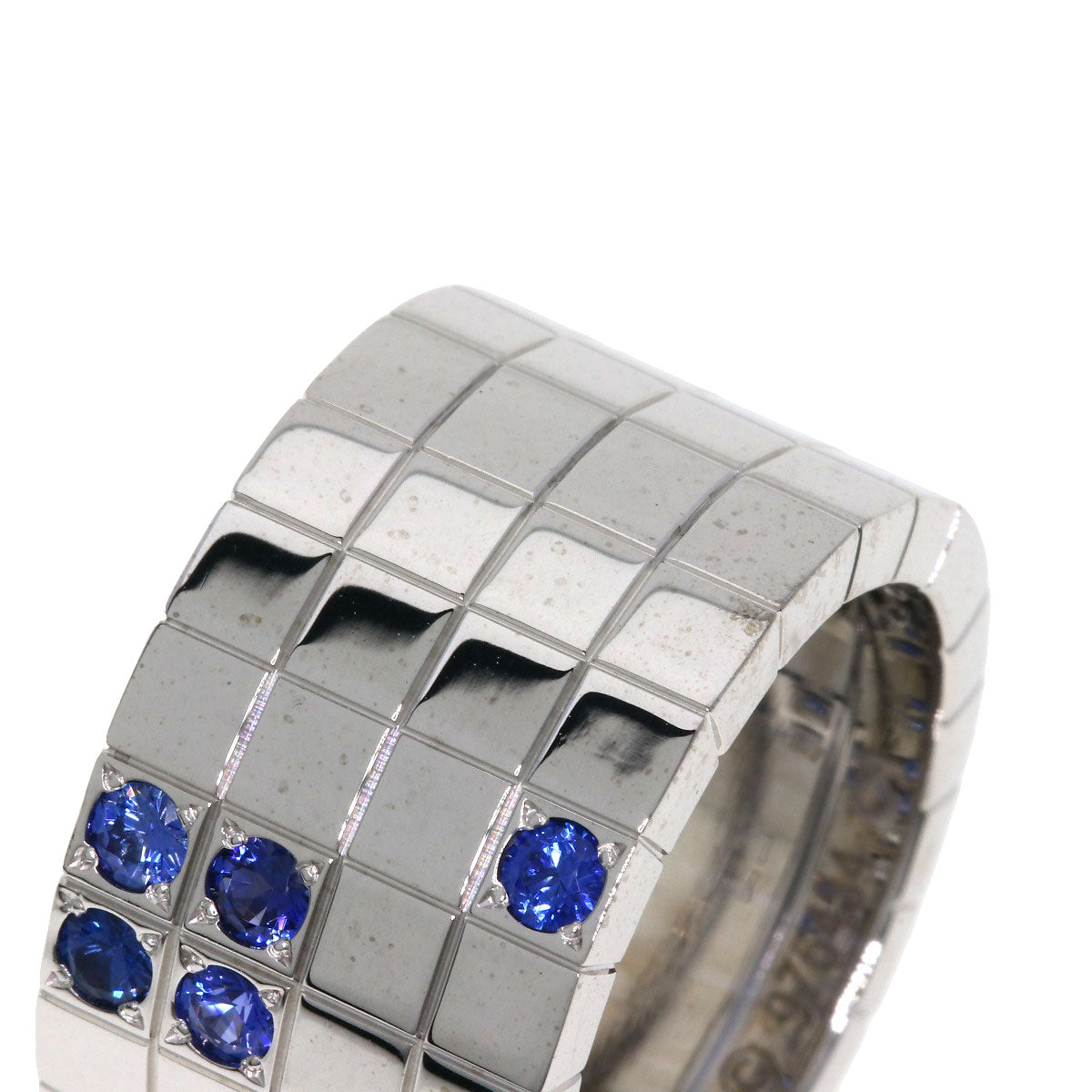 CARTIER   Ring Paillette Diamond Sapphire #55 K18 White Gold Ladies