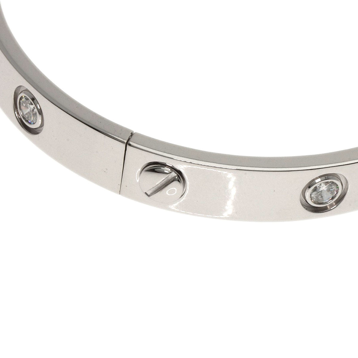 CARTIER LOVE Bracelets Half Diamond #17 with Driver Bracelet K18 White Gold Ladies [Used]