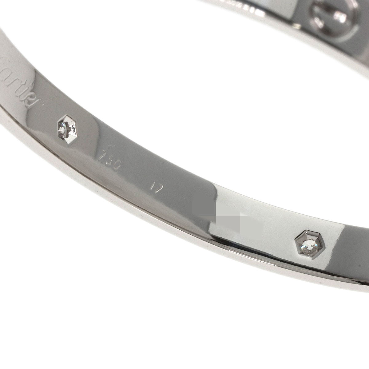 CARTIER LOVE Bracelets Half Diamond #17 with Driver Bracelet K18 White Gold Ladies [Used]