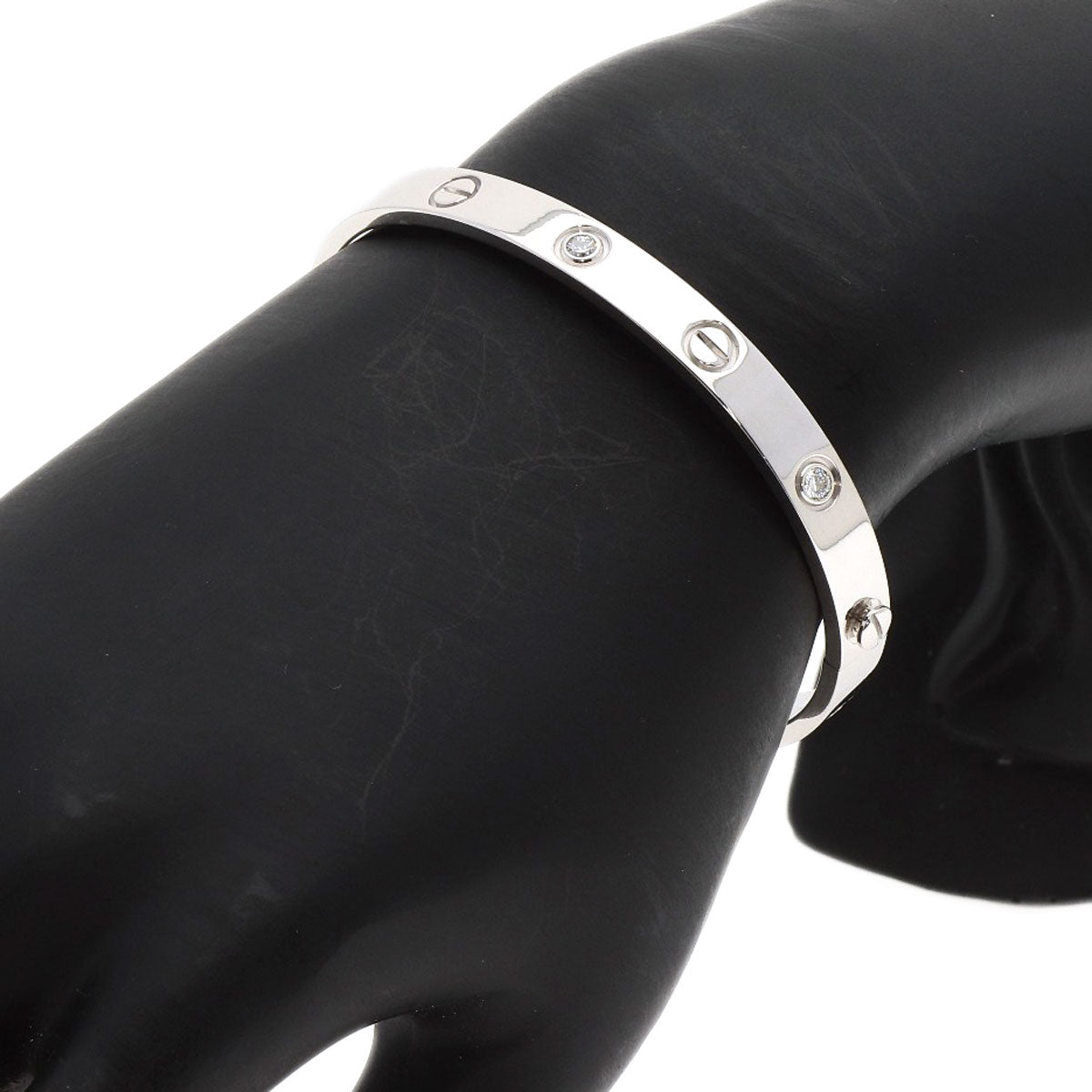 CARTIER LOVE Bracelets Half Diamond #17 with Driver Bracelet K18 White Gold Ladies [Used]