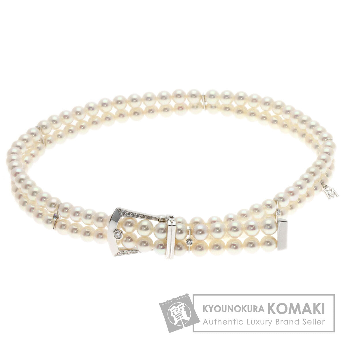 MIKIMOTO   Necklace Baby Pearl Pearl Double Strand Choker Diamond K18 White Gold Ladies