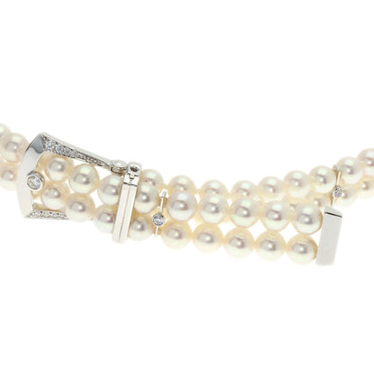 MIKIMOTO   Necklace Baby Pearl Pearl Double Strand Choker Diamond K18 White Gold Ladies