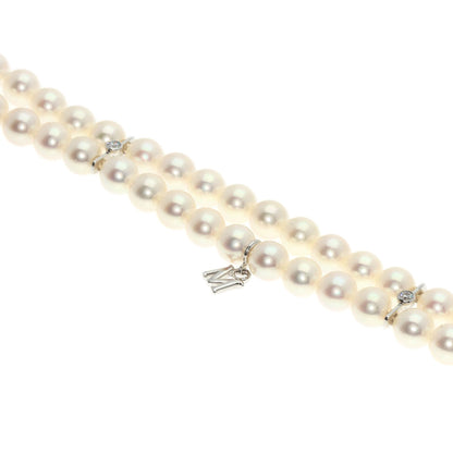 MIKIMOTO   Necklace Baby Pearl Pearl Double Strand Choker Diamond K18 White Gold Ladies