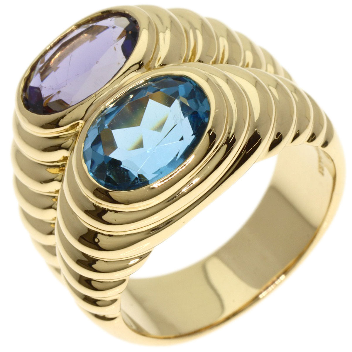 BVLGARI   Ring Doppio Bachelorette Iolite Bull Topaz K18 Yellow Gold Ladies