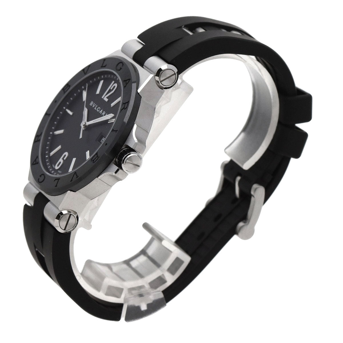 BVLGARI Diagono Ceramic Watches DG42SC Stainless Steel/Rubber mens