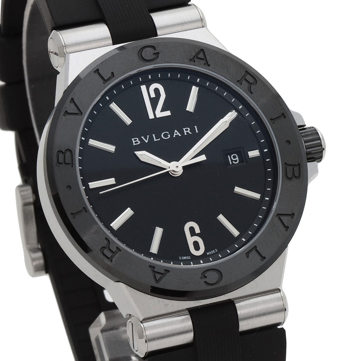 BVLGARI Diagono Ceramic Watches DG42SC Stainless Steel/Rubber mens