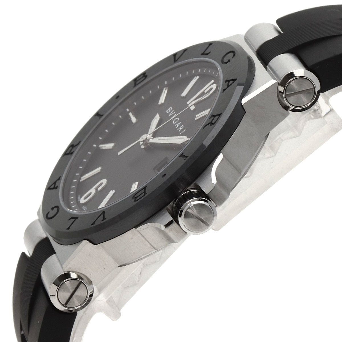 BVLGARI Diagono Ceramic Watches DG42SC Stainless Steel/Rubber mens