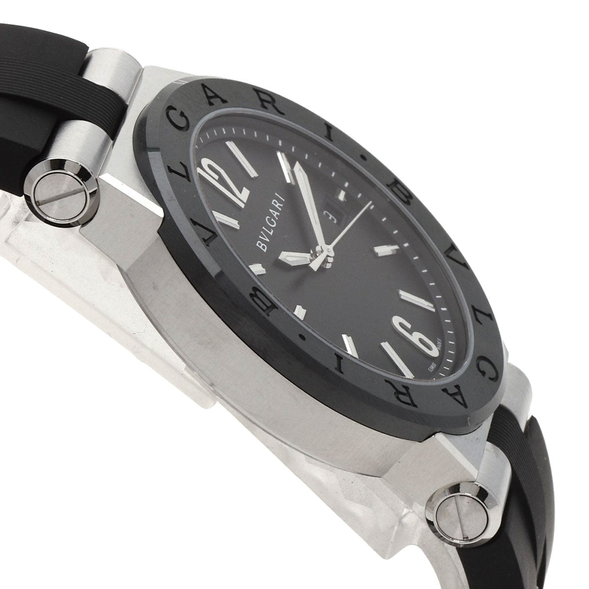BVLGARI Diagono Ceramic Watches DG42SC Stainless Steel/Rubber mens