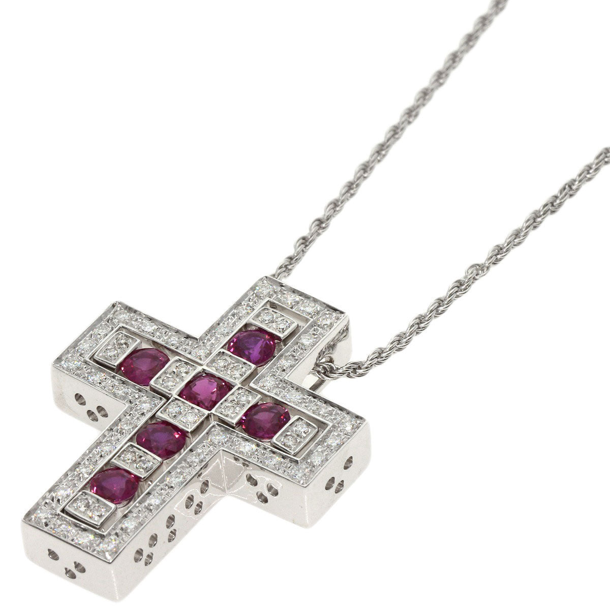 Damiani Belle Epoque M Diamond Ruby Necklace K18 White Gold Ladies [Used]