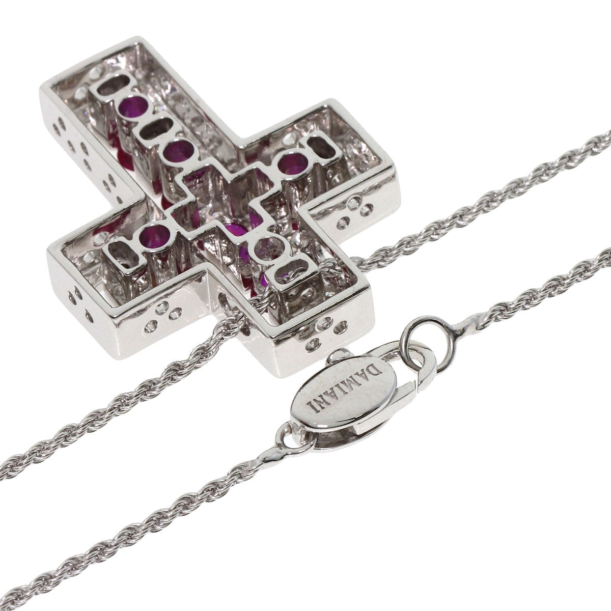 Damiani Belle Epoque M Diamond Ruby Necklace K18 White Gold Ladies [Used]