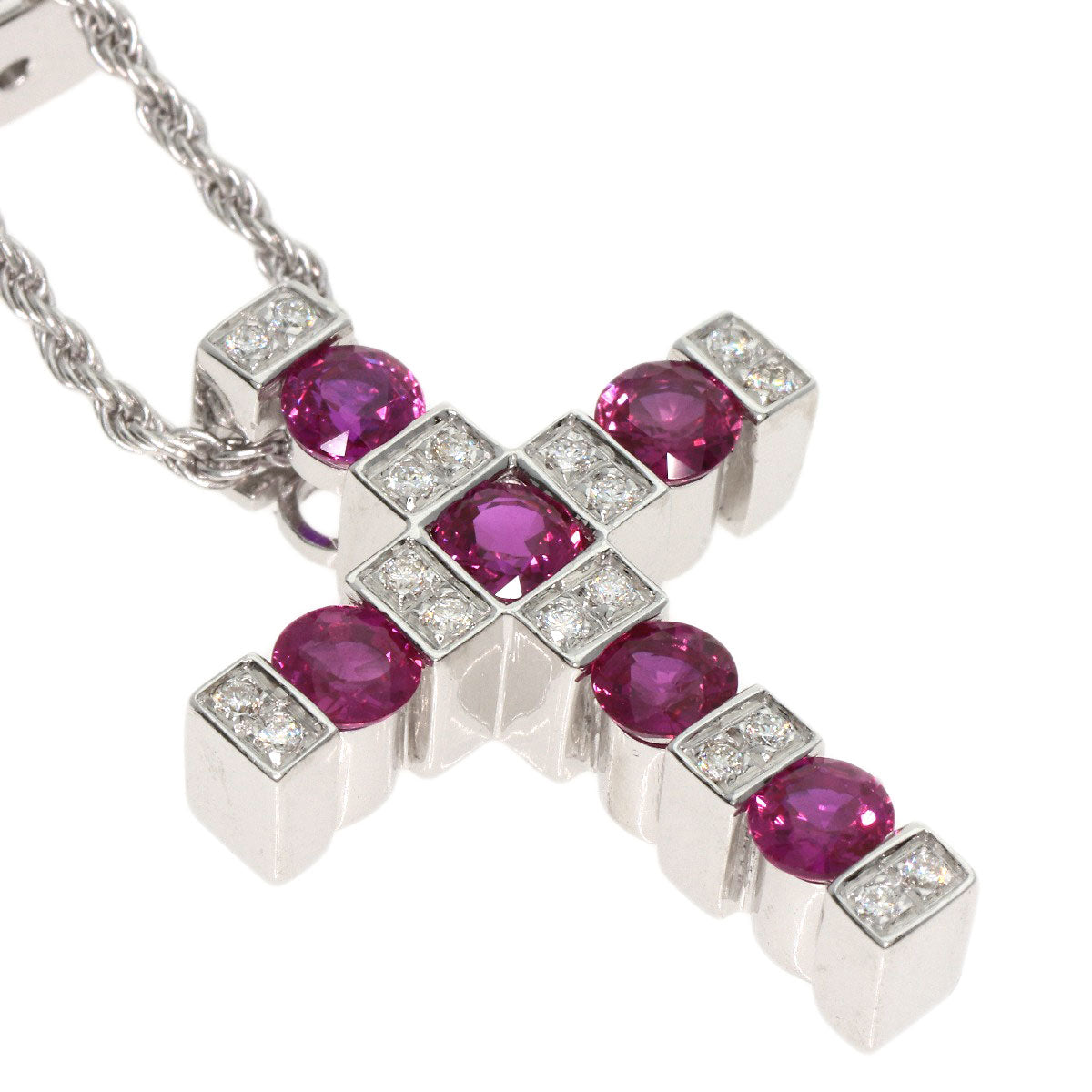 Damiani Belle Epoque M Diamond Ruby Necklace K18 White Gold Ladies [Used]