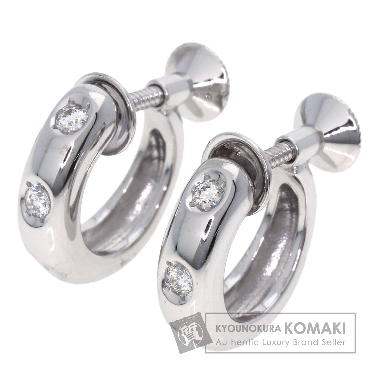 MIKIMOTO Diamond Earring K18 White Gold Ladies [Used]