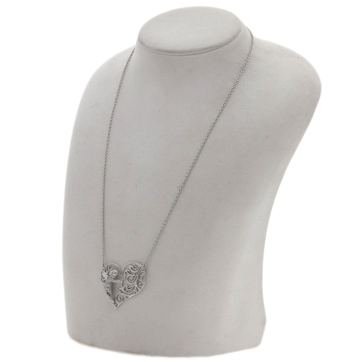 Carrera y Carrera Angel heart Necklace K18 White Gold Ladies [Used]