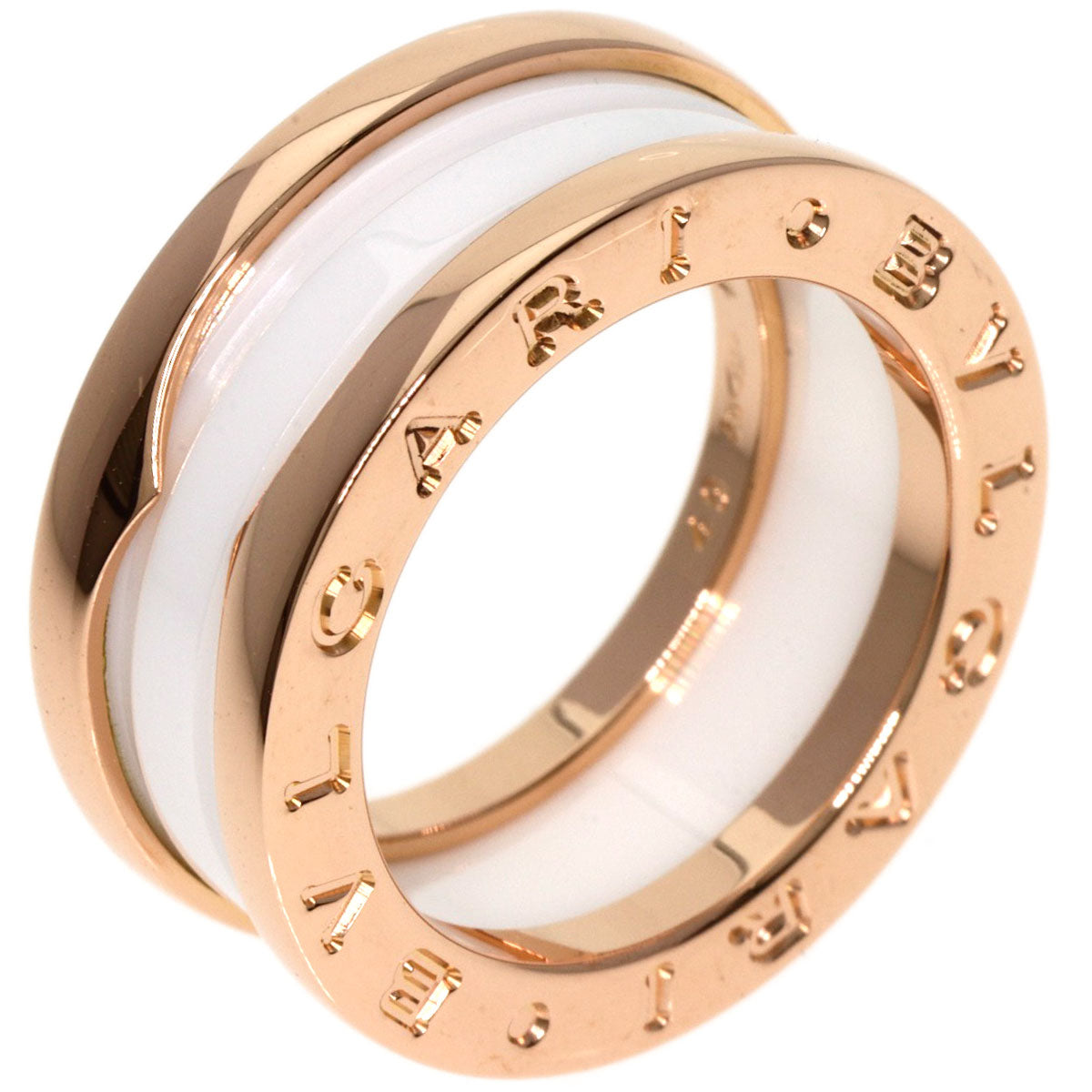 BVLGARI   Ring B.zero1 2 band White Ceramic #49 K18 Pink Gold Ladies