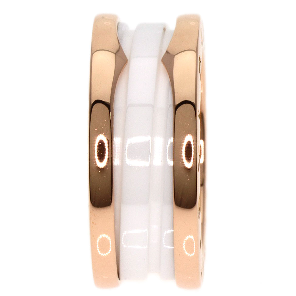 BVLGARI   Ring B.zero1 2 band White Ceramic #49 K18 Pink Gold Ladies