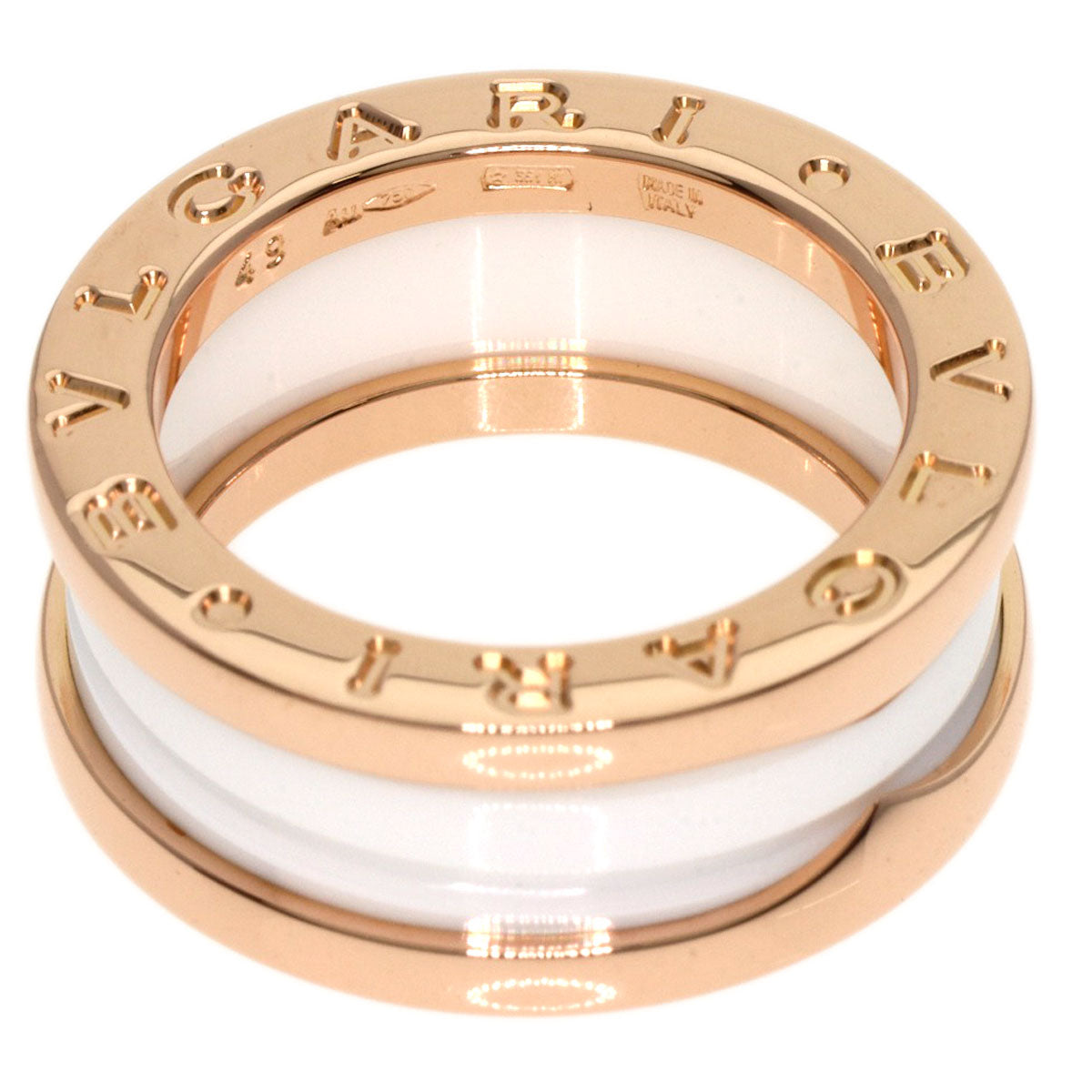 BVLGARI   Ring B.zero1 2 band White Ceramic #49 K18 Pink Gold Ladies