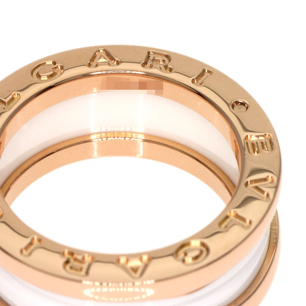BVLGARI   Ring B.zero1 2 band White Ceramic #49 K18 Pink Gold Ladies