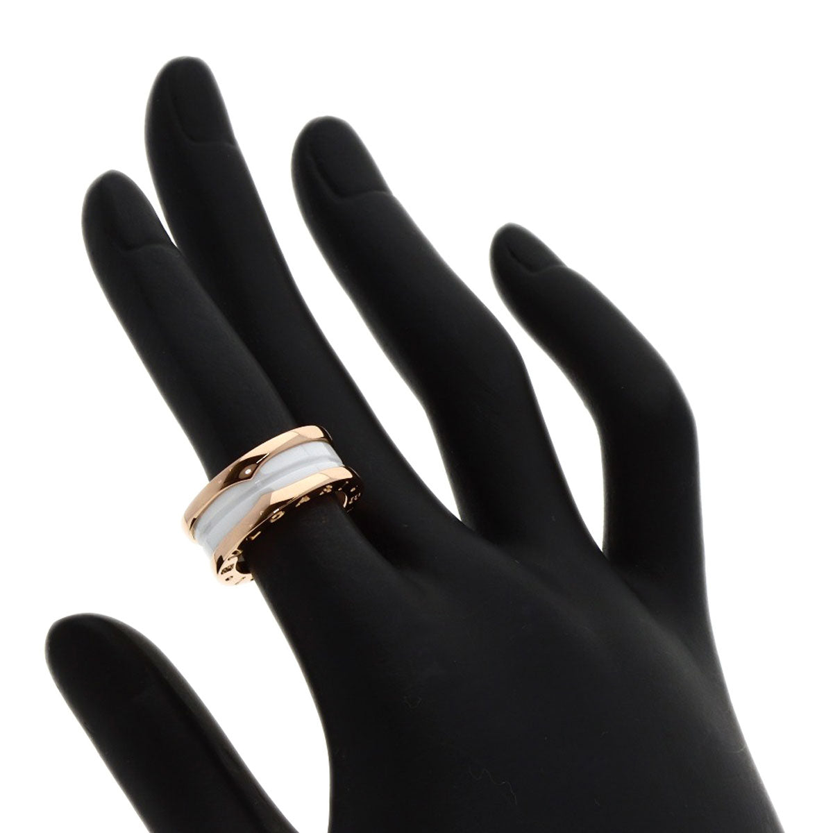 BVLGARI   Ring B.zero1 2 band White Ceramic #49 K18 Pink Gold Ladies