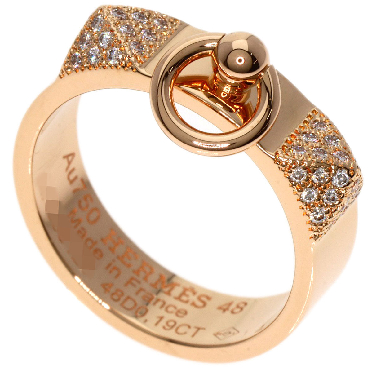 HERMES   Ring Collier de Chien PM Diamond #48 K18 Pink Gold Ladies