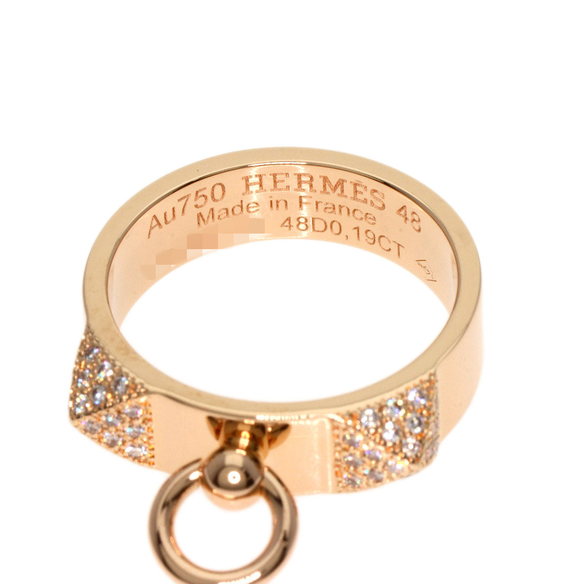 HERMES   Ring Collier de Chien PM Diamond #48 K18 Pink Gold Ladies