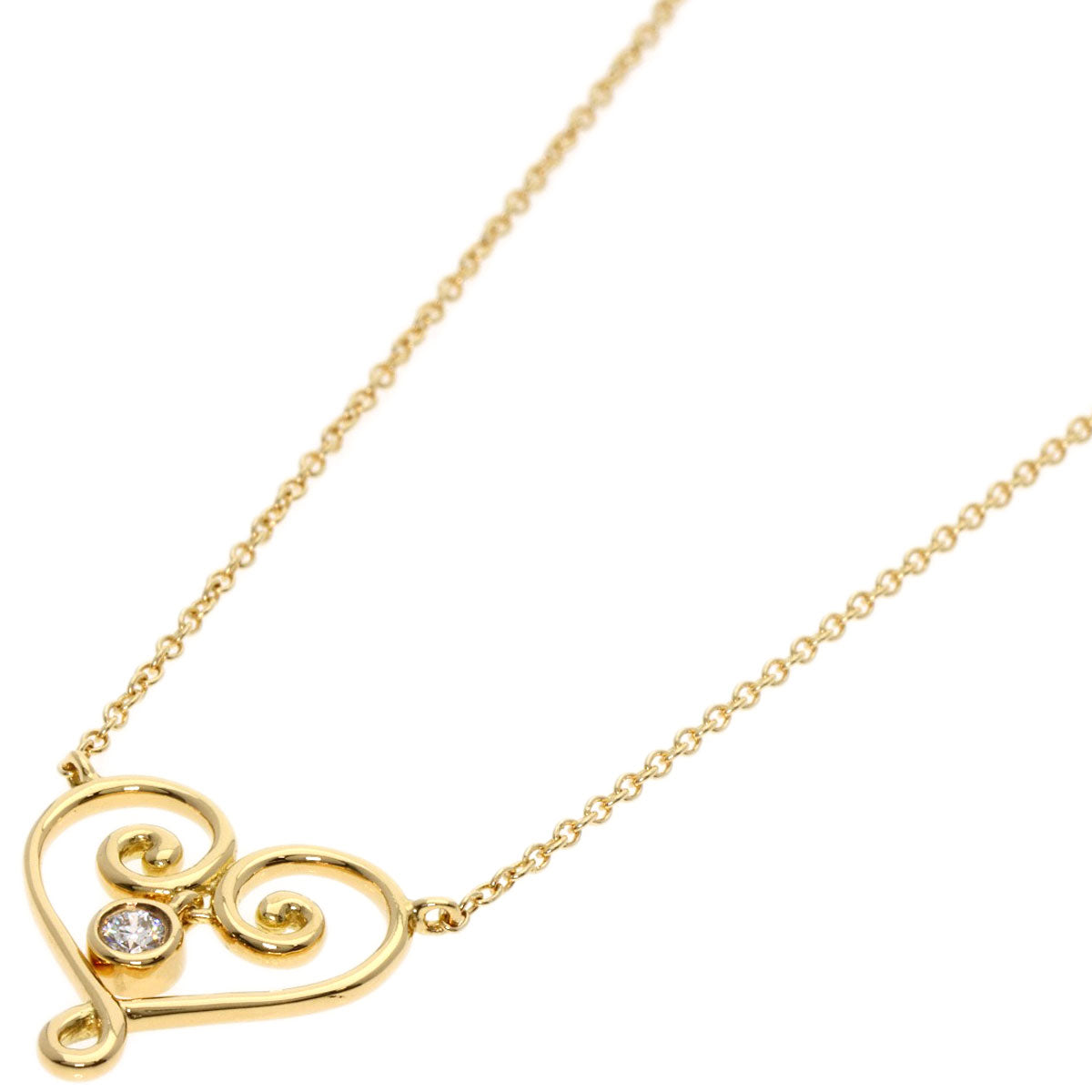 TIFFANY&Co. Venezia Goldoni Heart 1P Diamond Necklace K18 Yellow Gold Ladies [Used]