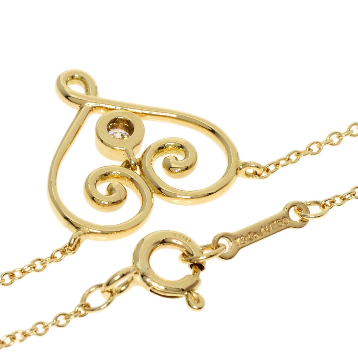 TIFFANY&Co. Venezia Goldoni Heart 1P Diamond Necklace K18 Yellow Gold Ladies [Used]