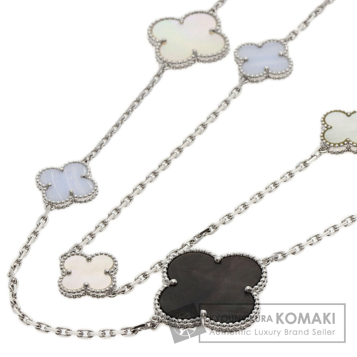Van Cleef & Arpels   Necklace Magic Alhambra 16P Shell Chalcedony K18 White Gold Ladies