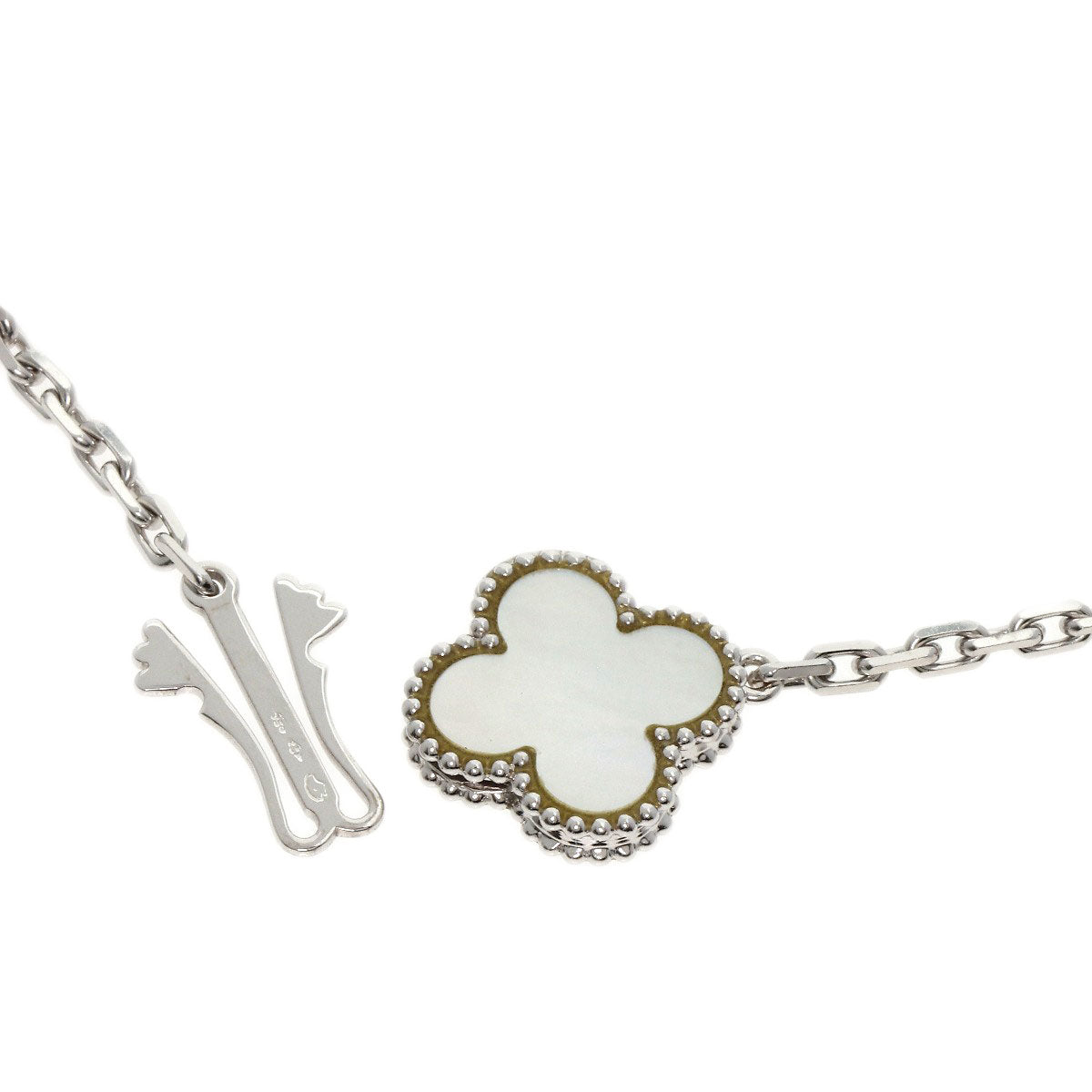 Van Cleef & Arpels   Necklace Magic Alhambra 16P Shell Chalcedony K18 White Gold Ladies