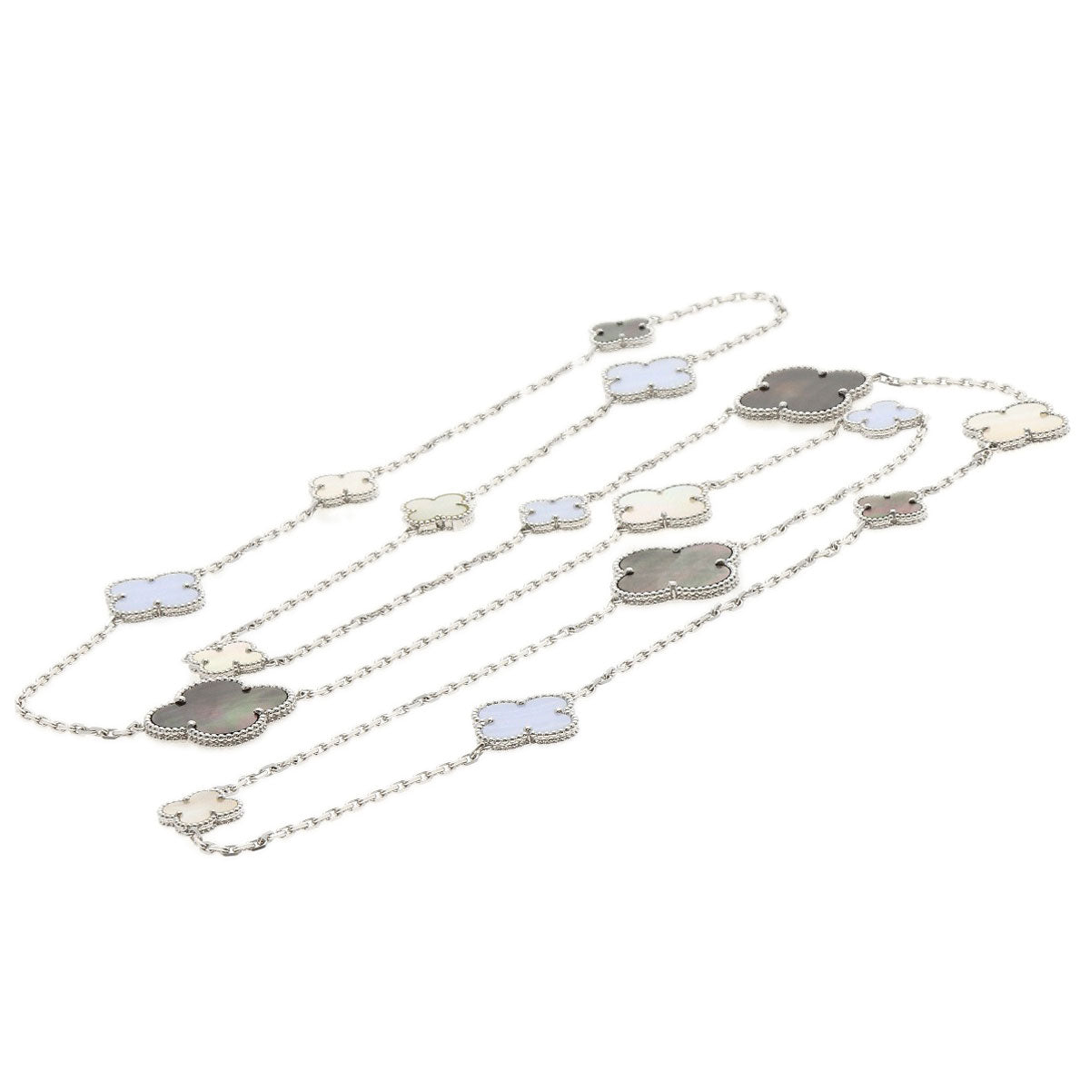 Van Cleef & Arpels   Necklace Magic Alhambra 16P Shell Chalcedony K18 White Gold Ladies