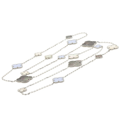 Van Cleef & Arpels   Necklace Magic Alhambra 16P Shell Chalcedony K18 White Gold Ladies
