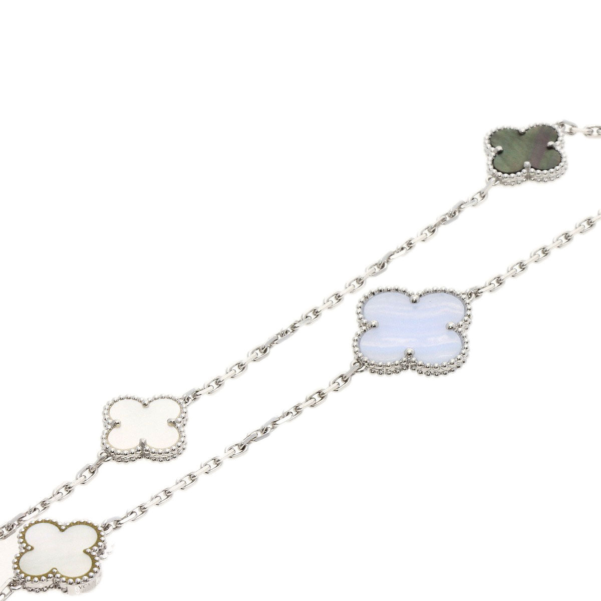 Van Cleef & Arpels   Necklace Magic Alhambra 16P Shell Chalcedony K18 White Gold Ladies