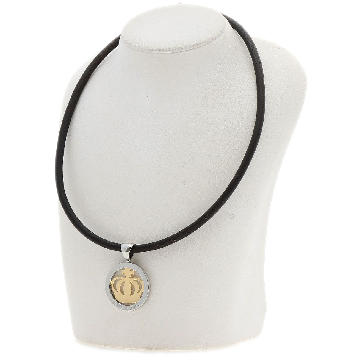 BVLGARI Tond crown Necklace K18 Yellow Gold Stainless SteelLadies [Used]