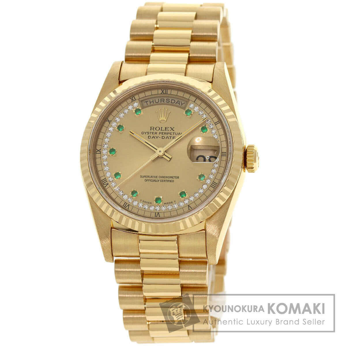 ROLEX Day Date Emerald Diamond Watches 18238LE K18 Yellow Gold/18K Yellow Gold mens