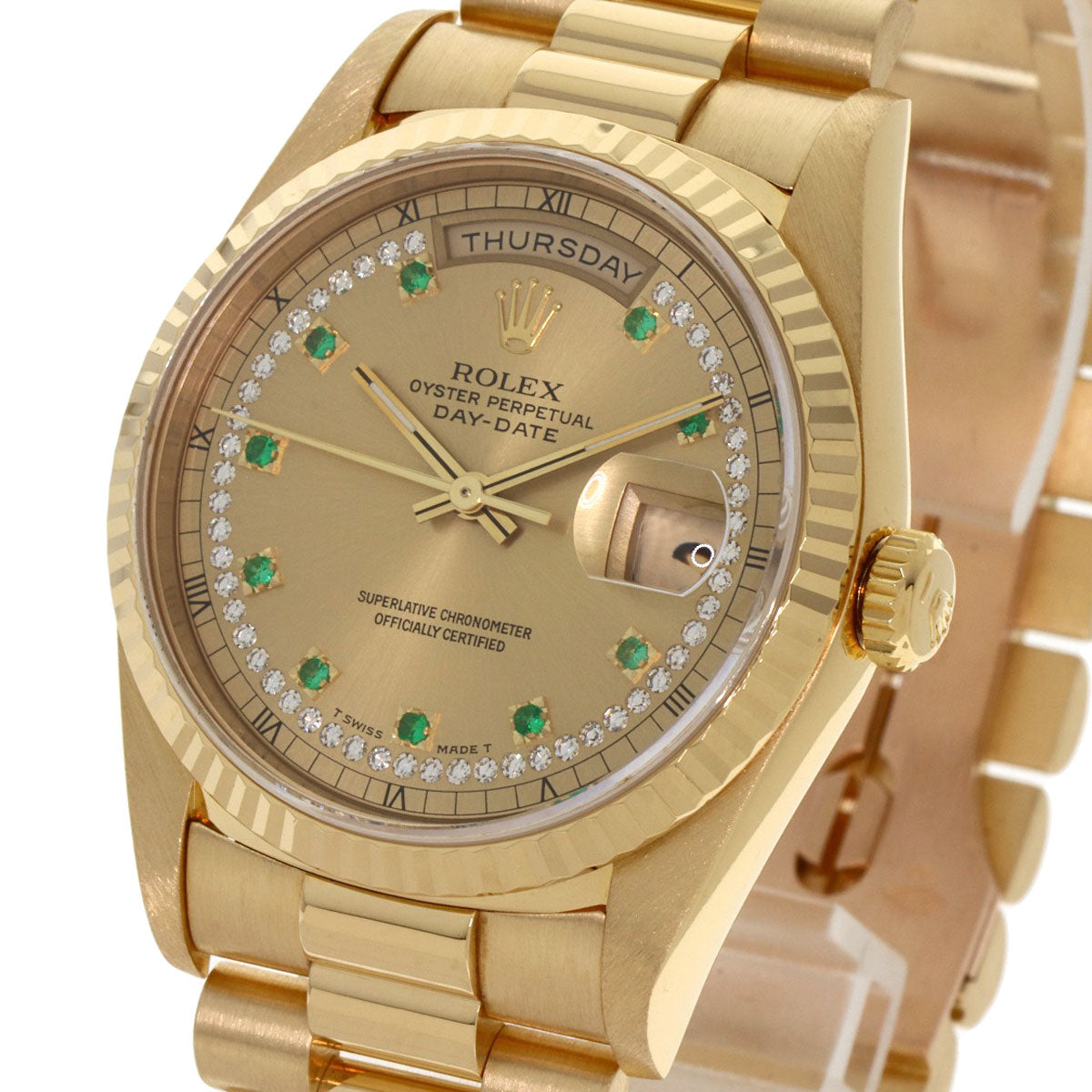 ROLEX Day Date Emerald Diamond Watches 18238LE K18 Yellow Gold/18K Yellow Gold mens