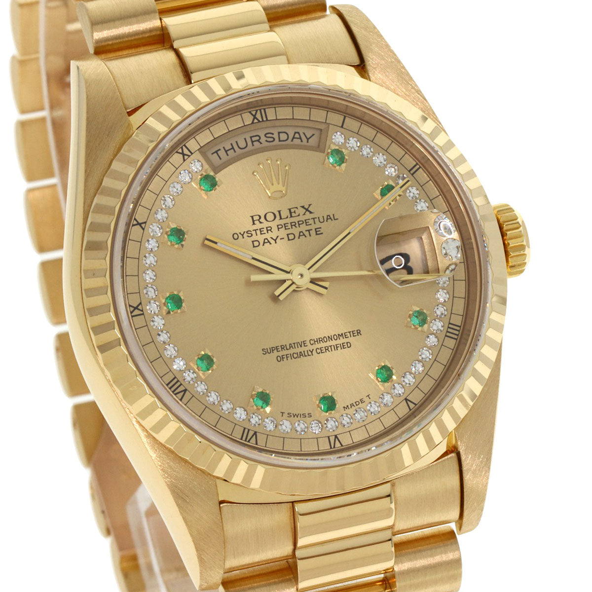 ROLEX Day Date Emerald Diamond Watches 18238LE K18 Yellow Gold/18K Yellow Gold mens